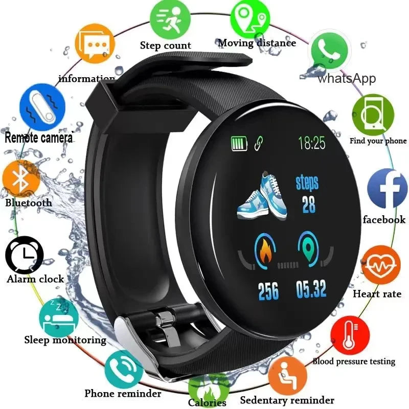 Relógio Smart Bracelet Circular com Display Colorido – Modos Esportivos, Lembretes de Mensagens, Chamadas e Funções Inteligentes