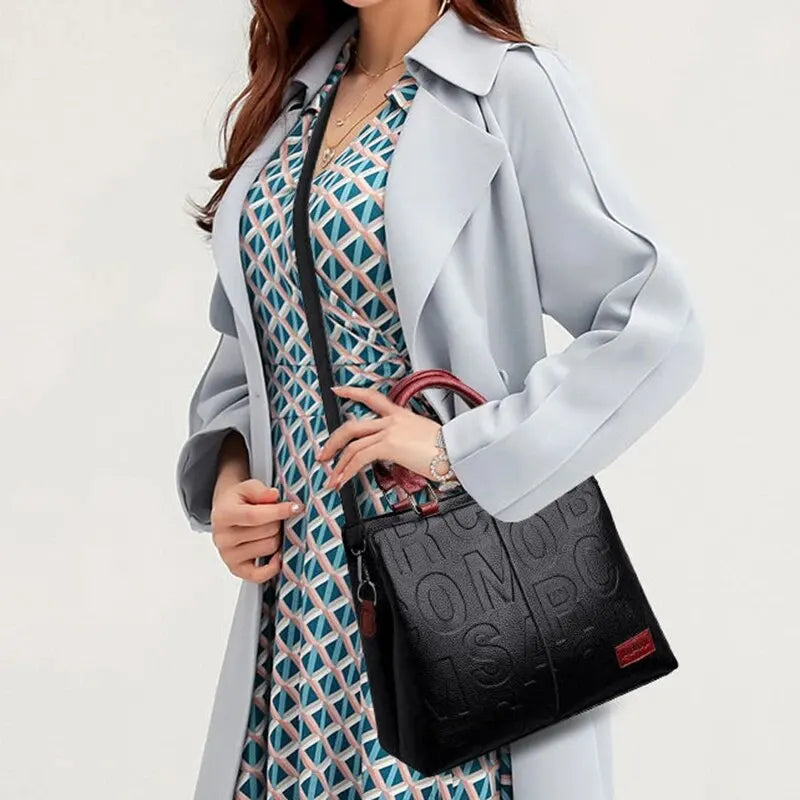 Bolsa Feminina de Ombro e Transversal – Couro PU, Estilo Luxo, Grande Capacidade, Ideal para Viagem e Uso Diário