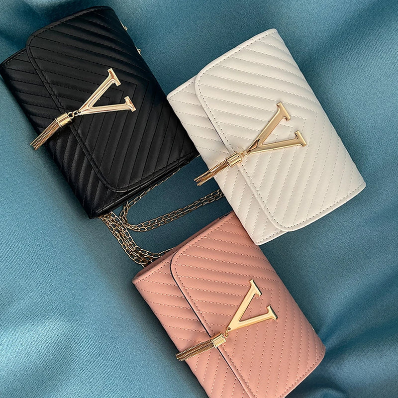 Bolsa de Ombro Feminina Luxo – Pequena, Bordada com Lantejoulas, Borla e Estilo Clutch para Festa