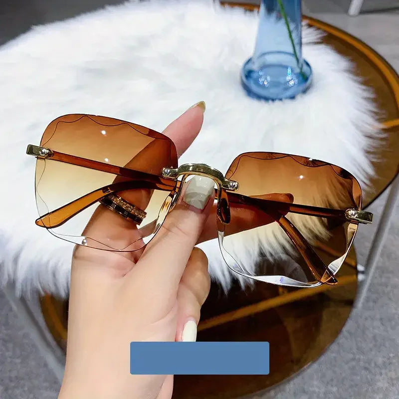 Óculos de Sol de Luxo Quadrado Sem Aro – Moda Verão UV400