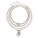 Kit 4 Colares Femininos Trendy Estilo Punk Y2K – Correntes Frisadas Douradas com Pingente de Coração e Fecho OT