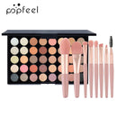 Paleta de Sombras POPFEEL com 40 Cores e 8 Pincéis – Alta Pigmentação, Acabamento Fosco e Brilhante de Longa Duração