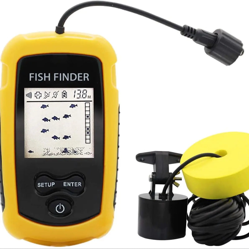 Detector de Peixes Portátil com Sonar de 100m, Cobertura de 45° – Alarme e Transdutor para Pesca em Lago e Mar