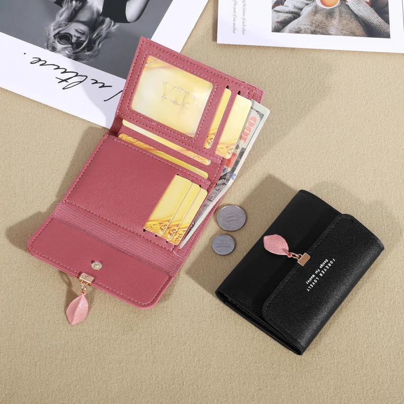 Carteira Trifold Feminina com Design Minimalista – Clutch Casual com Porta-Cartões e Porta-Moedas