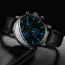 Conjunto Masculino 3 Peças – Relógio de Quartzo Analógico com Pulseira de Couro, Colar e Pulseira Casual