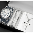 Kit Masculino Gold Premium – Colar Banhado a Ouro + Pingente Cruz + Pulseira de Luxo