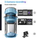 Câmera Automotiva Tripla 1080P HD com Wi-Fi, Gravação de Som e Amplo Ângulo de Visão