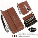 Carteira Longa Masculina com Zíper Duplo e Fecho Buckle – Organizador Profissional para Cartões e Dinheiro