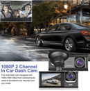 Câmera Automotiva Tripla 1080P HD com Wi-Fi, Gravação de Som e Amplo Ângulo de Visão