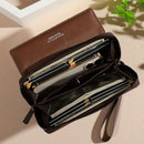 Carteira Feminina de Luxo – Modelo Longo Color-Block com Forro em Nylon e Compartimentos Inteligentes