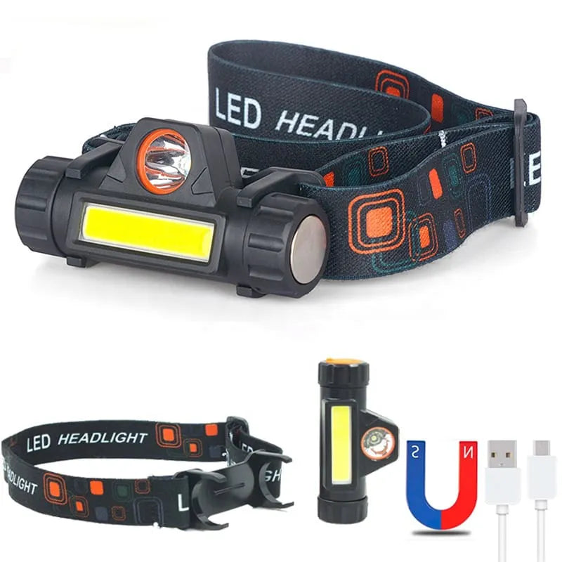 Lanterna de Cabeça Led COB Caminhada Pesca Ciclismo High Power